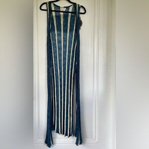 LuLaRoe Navy and Cream Striped Duster Vest
